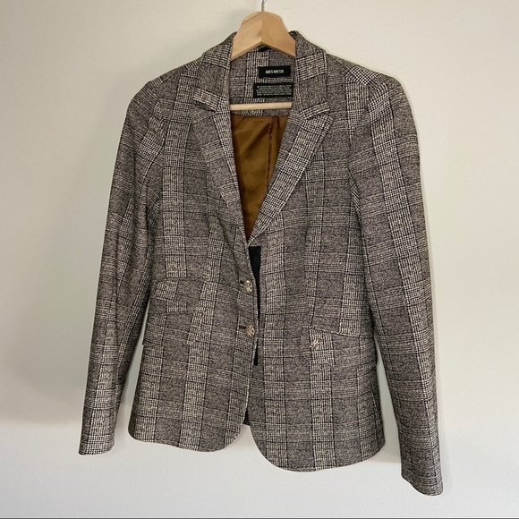MOS Mosh grey tartan fitted blazer - Picture 5 of 7